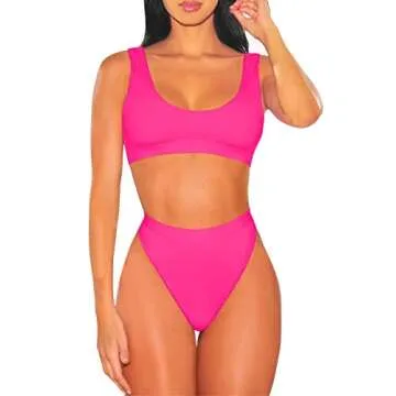 Stylish Pink Queen Women's High Waisted Bikini Set