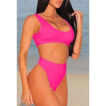 Stylish Pink Queen Women's High Waisted Bikini Set