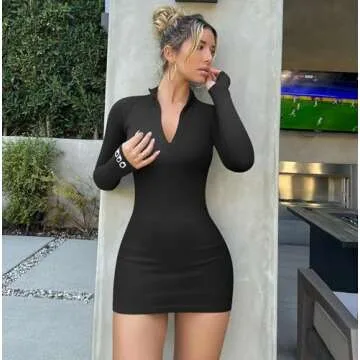 Shop OQQ Women's Chic 2 Piece Ribbed Mini Dress