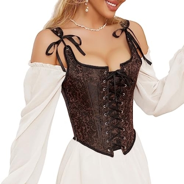 Womens Sexy Bustier Corset Top Floral Print Vintage Style