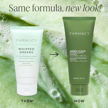 Farmacy Foaming Face Wash for Oily Skin - Whipped Greens Cleanser with Green Clay