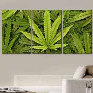wall26 Canvas Print Wall Art Set Marijuana Cannabis Leaf Collage Nature Wilderness Photography Reali...