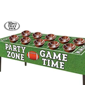 Anapoliz Football Serving Trays | 10 Pcs Plastic Football Snack Trays | Game Day Football Serveware ...
