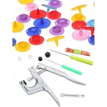 Efivs Arts Snaps for Sewing, 500 Sets Snap Buttons with Plastic Snap Press Pliers Set Snaps Starter Kit for Fabric and Crafting Gift Christmas DIY Crafts (25 colors)