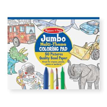 Melissa & Doug Jumbo 50-Page Kids' Coloring Pads 3-Pack - Animals, Vehicles, and Multi-Themed - FSC Certified