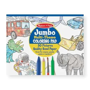 Melissa & Doug Jumbo 50-Page Kids' Coloring Pads 3-Pack - Animals, Vehicles, and Multi-Themed - FSC Certified