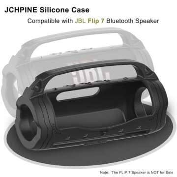 JCHPINE Silicone Cover Case for JBL Flip 7 Bluetooth Speaker, Portable and Protective with Handle