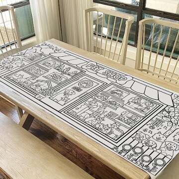 Tiny Expressions Pet Shop Coloring Tablecloth for Kids - Rolled, No Creases 30" x 72" Large Coloring...