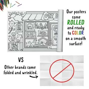 Tiny Expressions Pet Shop Coloring Tablecloth for Kids - Rolled, No Creases 30" x 72" Large Coloring Poster for Animal-Themed Birthday Parties - Fun Pet Party Decorations for Boys and Girls