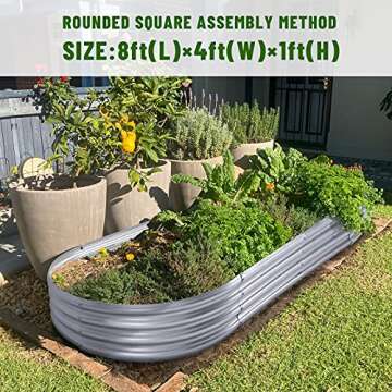 Land Guard 2Pcs Galvanized Steel Raised Garden Bed，8×4×1 ft Large Metal Raised Planter Beds, Aluminum Raised Garden Bed for Vegetables.…