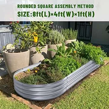 Land Guard 2Pcs Galvanized Steel Raised Garden Bed，8×4×1 ft Large Metal Raised Planter Beds, Aluminum Raised Garden Bed for Vegetables.…