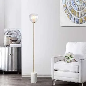 Elegant SAFAVIEH Bradley Floor Lamp in White and Brass