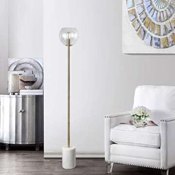 Elegant SAFAVIEH Bradley Floor Lamp in White and Brass