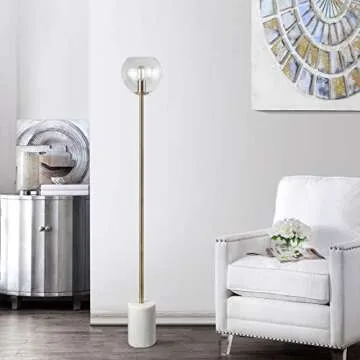 Elegant SAFAVIEH Bradley Floor Lamp in White and Brass