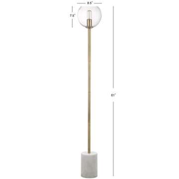 Elegant SAFAVIEH Bradley Floor Lamp in White and Brass