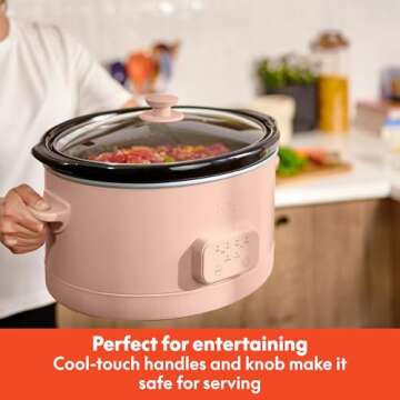 bella 6.0 Qt Programmable Slow Cooker, EverGood™ Ceramic Nonstick Coating, Adjustable Temperature & Cooking Times, Dishwasher Safe Stoneware Pot & Tempered Glass Lid, Tangle Free Cord Wrap, Blossom