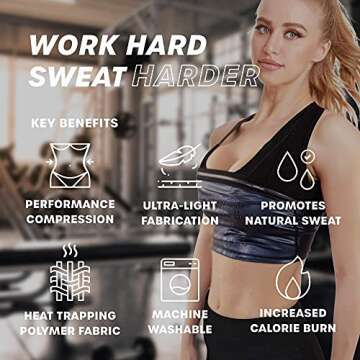 Women Sauna Suit Waist Trainer Polymer Vest Sweat Enhancing Body Shaper for Weight Loss Tummy Slimming Workout Fitness Tank Top (Black, L/XL)