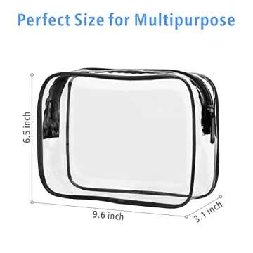 PACKISM Clear Makeup Bags - 3 Pack Quart Size Travel Bag TSA Approved Travel for Toiletries, Cosmeti...