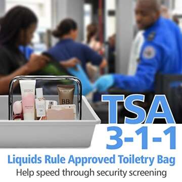 PACKISM Clear Makeup Bags - 3 Pack Quart Size Travel Bag TSA Approved Travel for Toiletries, Cosmetic Bags Carry on Clear Toiletry TSA Approved Toiletry, Black Large