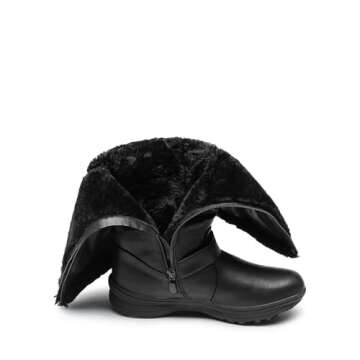 DREAM PAIRS Women's Winter Fully Fur Lined Zipper Closure Snow Knee High Boots,Size 8.5,Black/Pu,Rabbit