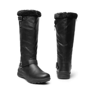 DREAM PAIRS Women's Winter Fully Fur Lined Zipper Closure Snow Knee High Boots,Size 8.5,Black/Pu,Rabbit