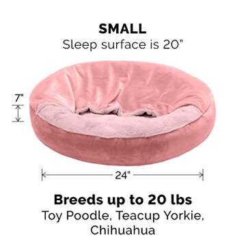 Furhaven 24" Round Calming Donut Dog Bed for Indoor Cats & Small Dogs, Washable, For Dogs Up to 20 l...