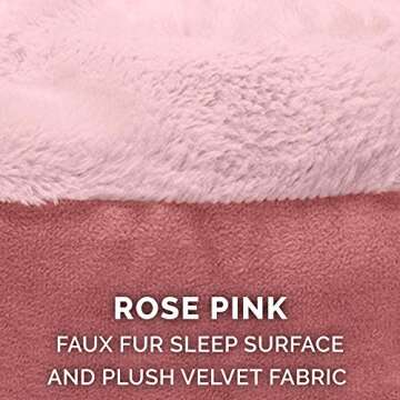 Furhaven 24" Round Calming Donut Dog Bed for Indoor Cats & Small Dogs, Washable, For Dogs Up to 20 lbs - Plush Velvet Waves Hooded Donut Bed - Rose Pink, Small