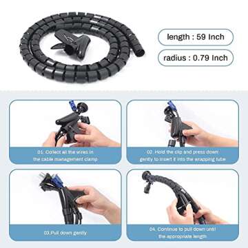 147pcs PC Cable Management kit,1 Cord Sleeve 4 Cable Sleeve with Zipper 10 Cable Clip Holder,10pcs and 2 Roll Self Adhesive tie and 20 Cable Zip Ties Tags and 100 Fastening Cable Ties for Cord (Black)