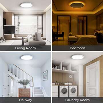 Matane 12 Inch LED Flush Mount Ceiling Light Fixture with Night Light, 24W 2400LM 3000K/4000K/5000K ...