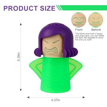 Asltw Angry or Happy Mama Microwave Cleaner, Microwave Oven Steam Cleaner, Just Add Vinegar and Water, Easily Cleans the Crud in Minutes (Green)