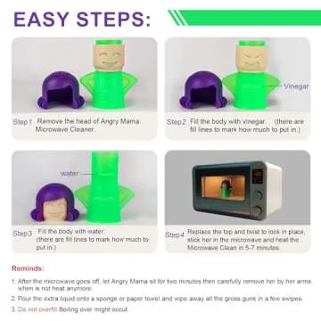 Asltw Angry or Happy Mama Microwave Cleaner, Microwave Oven Steam Cleaner, Just Add Vinegar and Water, Easily Cleans the Crud in Minutes (Green)