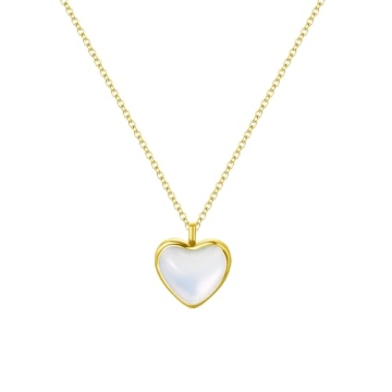 SmileBelle Moonstone Heart Necklace - Dainty Gold Jewelry Gift