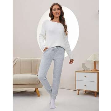 SPECIALMAGIC Sweatpants Women Fleece Lined Pants Snow Pants for Women Casual Winter Pants Warm Hiking Joggers Light Grey Large