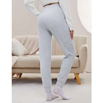 SPECIALMAGIC Sweatpants Women Fleece Lined Pants Snow Pants for Women Casual Winter Pants Warm Hiking Joggers Light Grey Large
