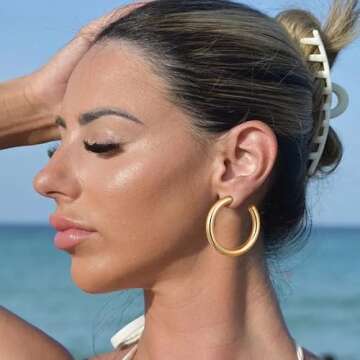 Stylish Gacimy Gold Hoop Earrings for Everyday Wear