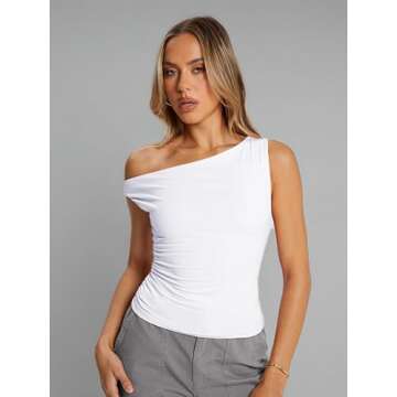 Trendy Queen Womens Summer Tops Spring T Shirts Going Out Crop Tank Top Fashion Clothes Workout Vacation Outfits 2025 White M