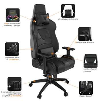 GAMDIAS RGB Gaming Chair Adjustable Features Comfort Style