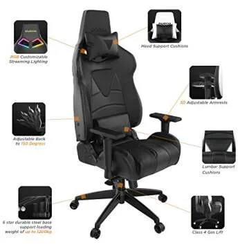 GAMDIAS RGB Gaming Chair Adjustable Features Comfort Style