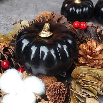 Artmag Black Artificial Pumpkins Bulk 12Pcs for Fall Decor