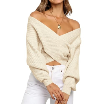 Stylish BTFBM Casual V Neck Pullover Sweater for Women