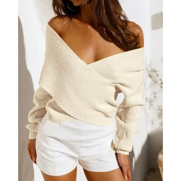 Stylish BTFBM Casual V Neck Pullover Sweater for Women