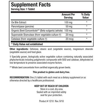 Biotics Research Beta-Plus™ Nutritional Ox Bile Salts Digestive Enzymes Supplement - 180 Tabs