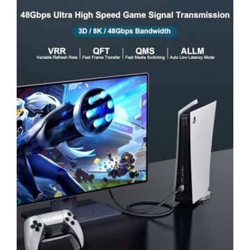 Adauxter Certified HDMI 2.1 Cable 10 FT 10K 8K 4K Ultimate Performance