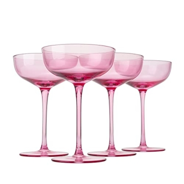 The Wine Savant Lavender Purple Coupes | Set of 4 Elegant Glassware