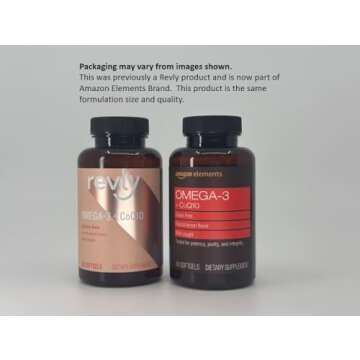 Amazon Elements Omega 3 Wild-caught Fish Oil + CoQ10 with Natural Lemon Flavor, EPA & DHA Omega-3 fatty acids, 60 Softgels (1250 mg Omega 3s and 100 mg CoQ10 per serving)