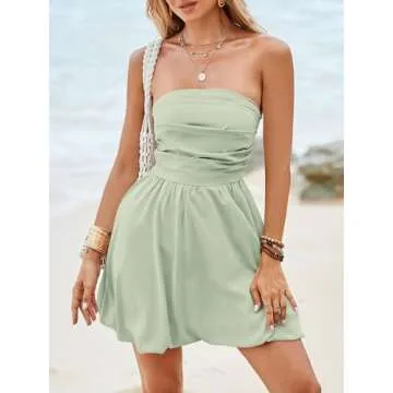Wenrine Women's Sexy Strapless Summer Mini Dress - Perfect for Weddings & Parties