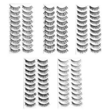 Aillen False Eyelashes 50 Pairs 5 Fashion Styles Fake Lashes Reusable Strip Lashes Multipack Natural...