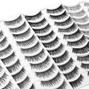 Aillen False Eyelashes 50 Pairs 5 Fashion Styles Fake Lashes Reusable Strip Lashes Multipack Natural False Eyelashes Natural Look For Makeup Eyelashes Extension - With Free Eyelashes Tweezers