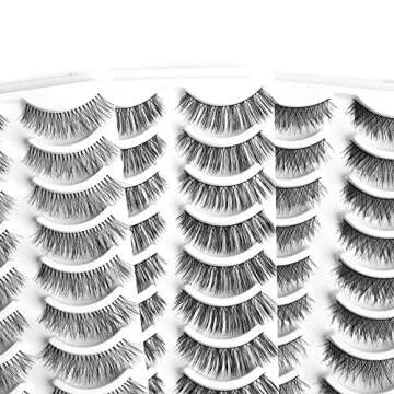 Aillen False Eyelashes 50 Pairs 5 Fashion Styles Fake Lashes Reusable Strip Lashes Multipack Natural False Eyelashes Natural Look For Makeup Eyelashes Extension - With Free Eyelashes Tweezers