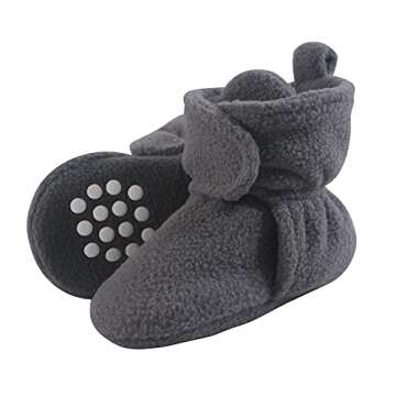 Luvable Friends baby girls Cozy Fleece Booties Slipper Sock, Charcoal, 0-6 Months Infant US